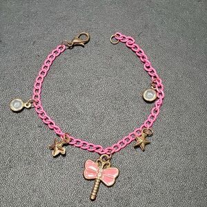 Pink dragonfly charm bracelet Up to 7"
